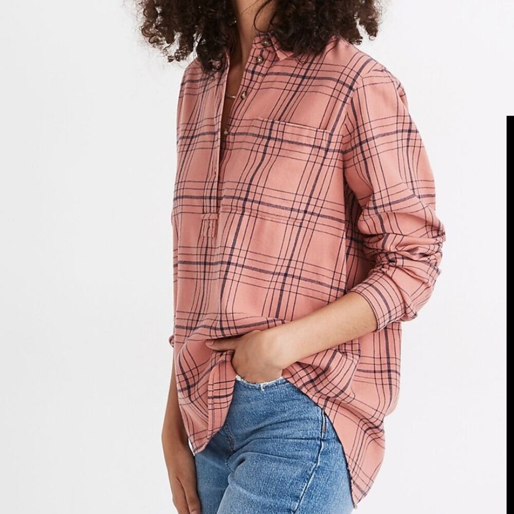 Madewell Flannel Popover Shirt in Colcord Plaid Size S I13